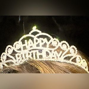 Tiara “Happy Birthday “ princess crown w/ white crystals